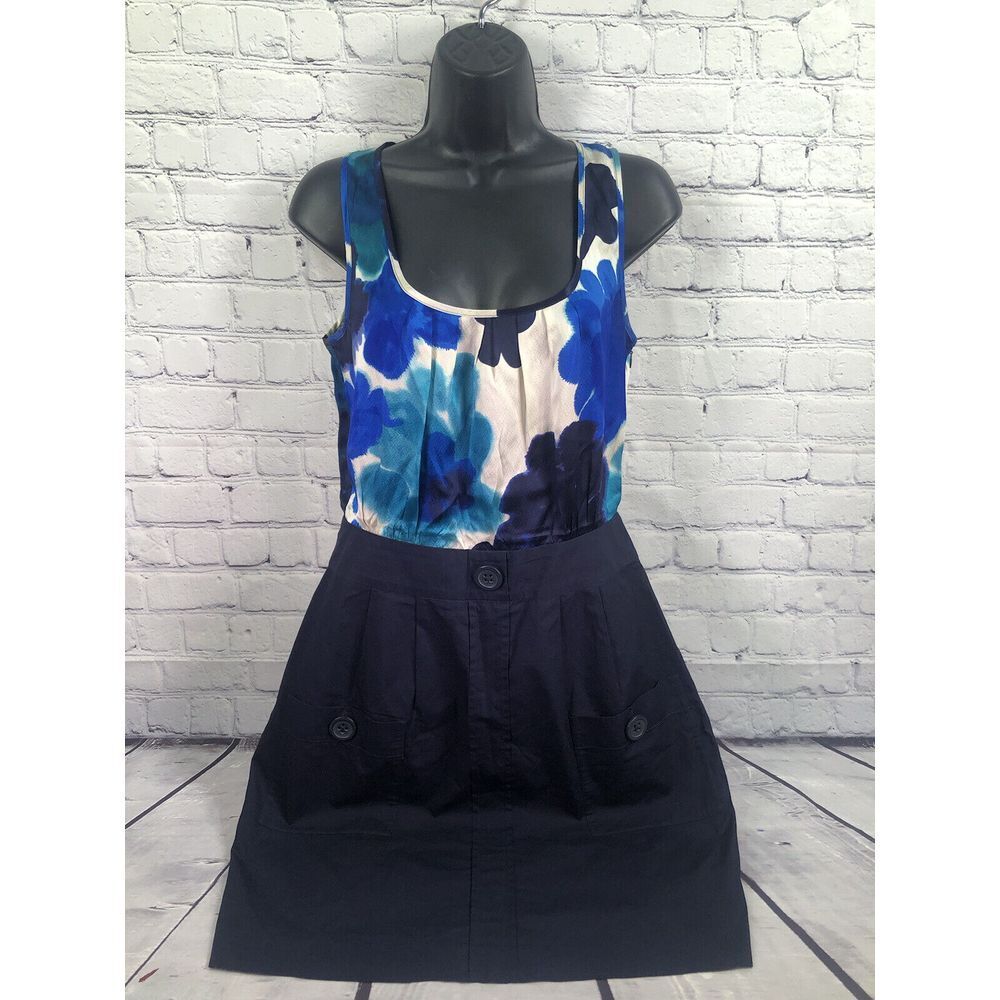 Anthropologie Doubly Dapper Dress by Tabitha Silk Bodice Blue SZ 8 - Picture 1 of 5